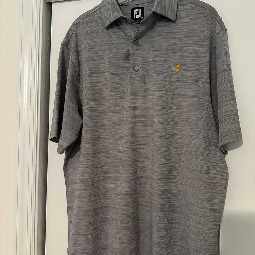FootJoy Men's Polo Shirt in Gray with Gold Accent